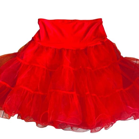 Grace Karin Women’s XL NWT Red Petticoat Crinoline Tutu Underskirt Tea Length - Picture 4 of 12
